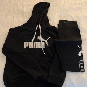Comfy track suit puma black hoodie with leggings